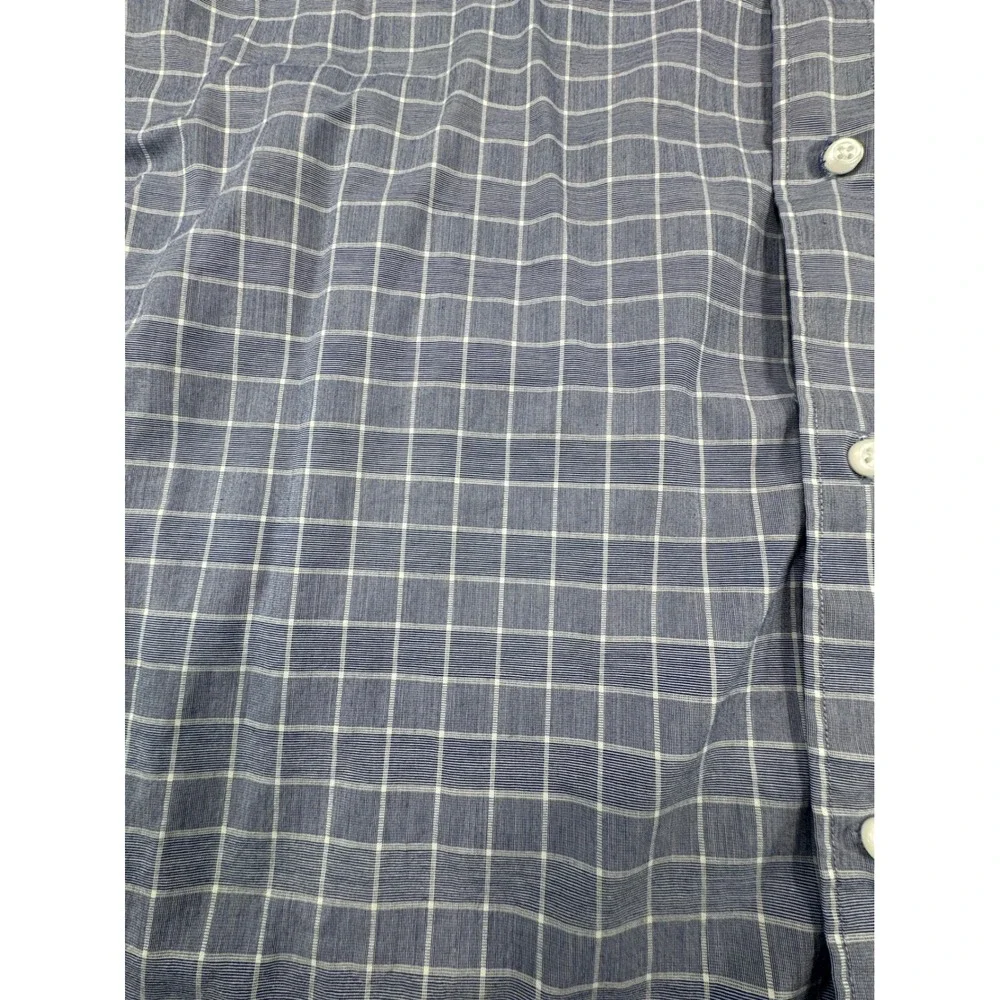 Tommy Hilfiger Mens Regular Fit Stretch Wrinkle Resistant Blue Plaid Shirt‎ XL